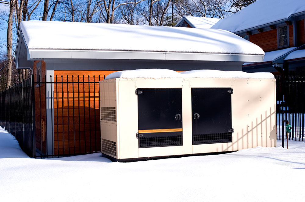 Standby generator installed outside a property